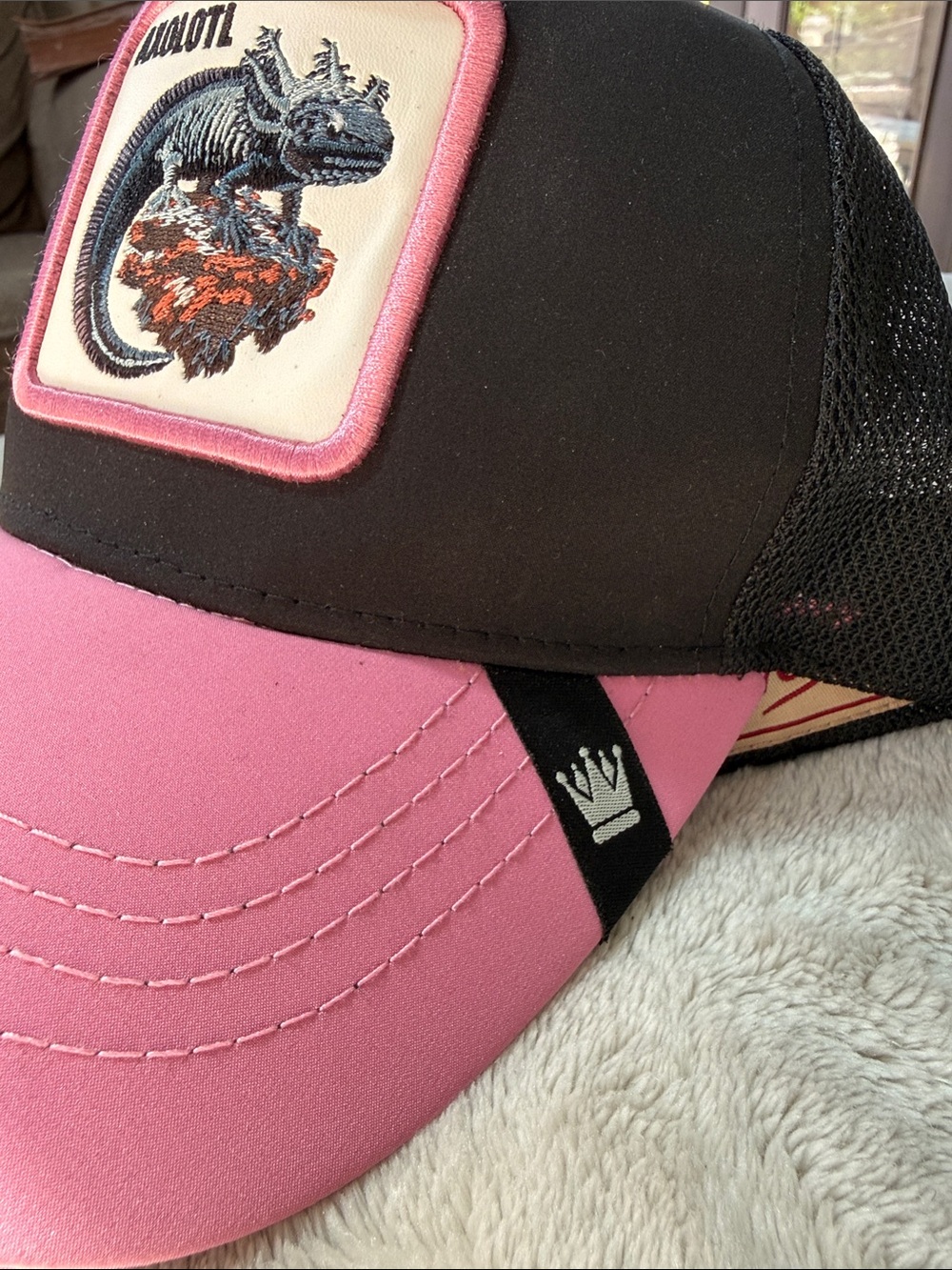 Goorin Bros Pink and Black Axolotl Patch Trucker Hat